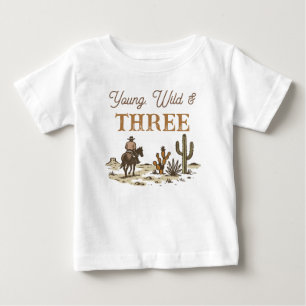 Rustikaler brauner Cowboy-Junger, Wilder Drei Gebu Baby T-shirt