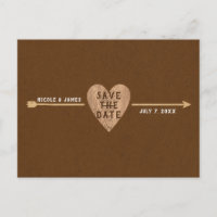 Rustikaler brauner Kraft-Herz-Arrow Save the Date