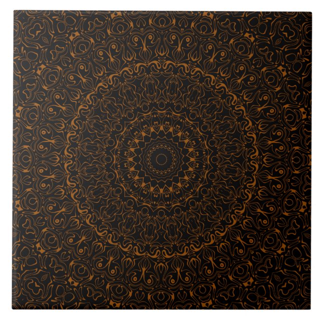 Rustikaler brauner Mandala mit westlichem Charme Fliese (Vorderseite)