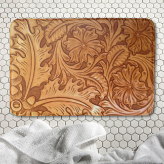 Rustikaler brauner Western-Country-Lederprint Badematte
