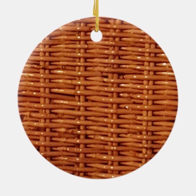Rustikaler brauner Wicker Picnic Basket Country St Keramik Ornament (Hinten)