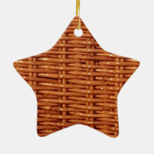 Rustikaler brauner Wicker Picnic Basket Country St Keramik Ornament