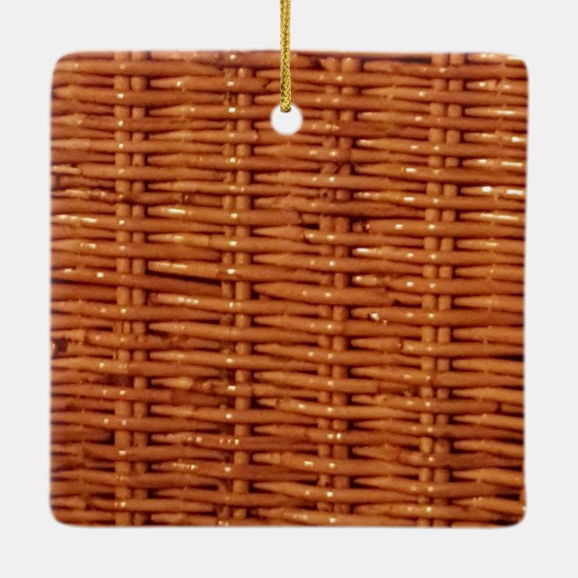 Rustikaler brauner Wicker Picnic Basket Country St Keramikornament (Rückseite)