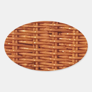 Rustikaler brauner Wicker Picnic Basket Country St Ovaler Aufkleber
