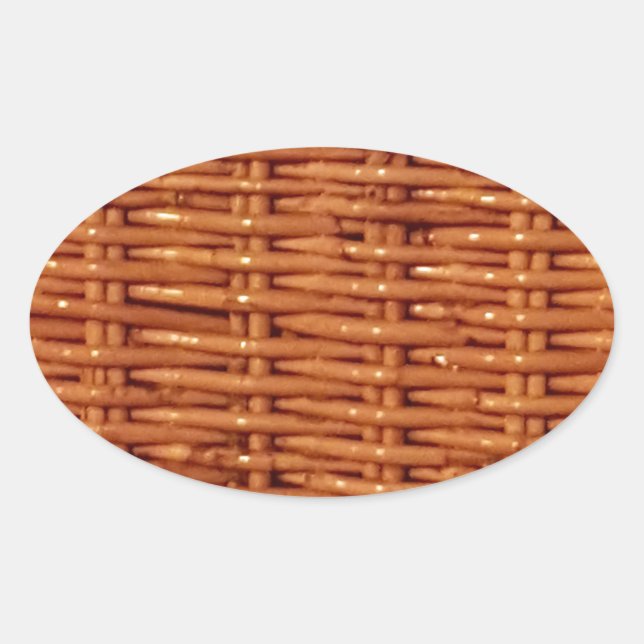 Rustikaler brauner Wicker Picnic Basket Country St Ovaler Aufkleber (Vorderseite)