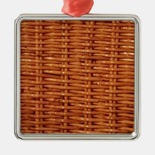 Rustikaler brauner Wicker Picnic Basket Country St Silbernes Ornament