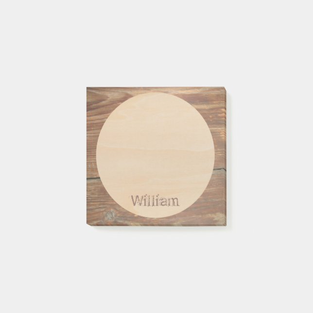 Rustikaler Braunholz-Individuelle Name Moderner Ru Post-it Klebezettel (Vorderseite)