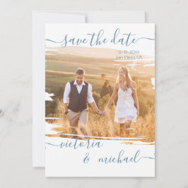 Rustikaler Brush Wedding Foto Save the Date Einladung