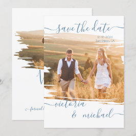 Rustikaler Brush Wedding Foto Save the Date Einladung