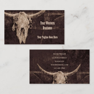 Rustikaler Bull Skull Brown Land Western Textur Visitenkarte