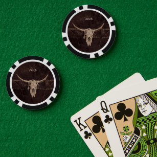 Rustikaler Bull Skull Western Land Braun Beige Alt Pokerchips