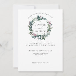 Rustikaler Burgund und Waldgrüner Blumenreath| Einladung