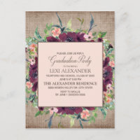Rustikaler Burgunder Pink Bloral Burlap Abschluss