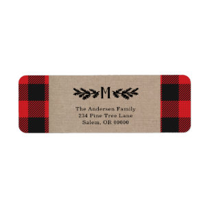 Rustikaler Burlap Buffalo Karierter Monogram Pine