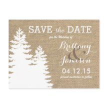 Rustikaler Burlap Pine Trees Winter Save the Date