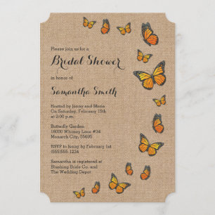 Rustikaler Burlap und Butterfly Einladung