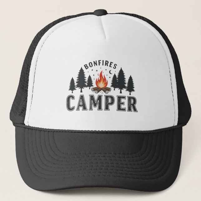 Rustikaler Camper Bonfire Adventure Baseball Cap Truckerkappe (Vorderseite)
