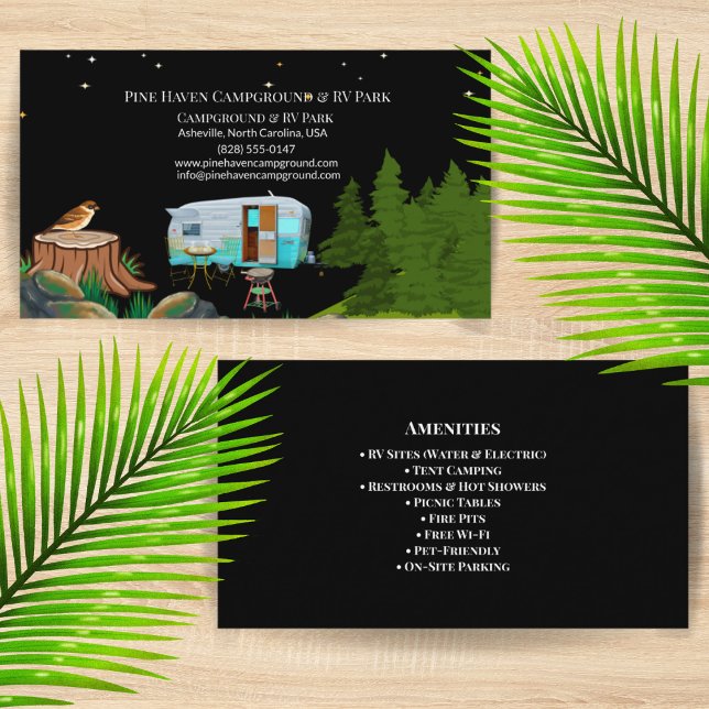 Rustikaler Campingplatz RV Park Außenlayout Visitenkarte (Von Creator hochgeladen)
