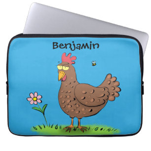 Rustikaler Cartoon-Illustration von Hähnchen Laptopschutzhülle