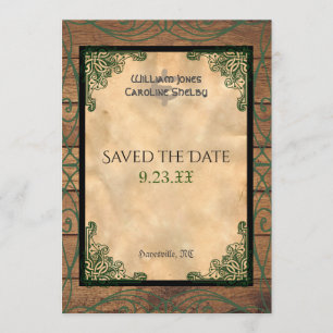 Rustikaler Celtic Claddagh Save the Date Einladung