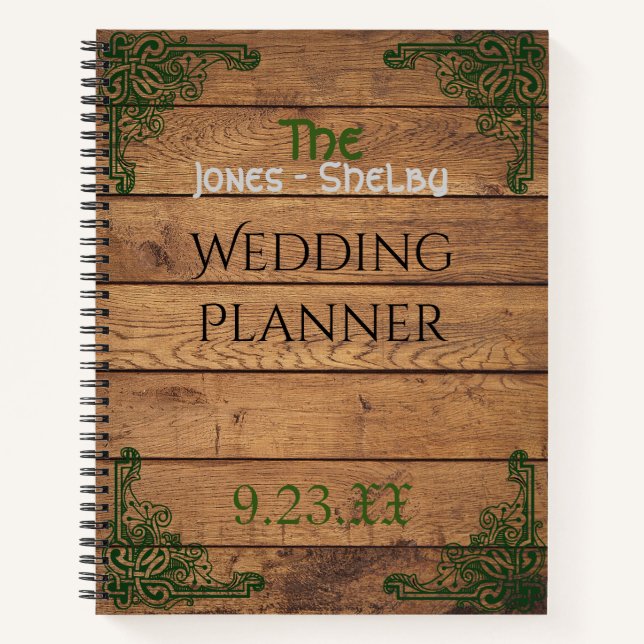 Rustikaler Celtic Claddagh Wedding Planner Notizbuch (Vorderseite)