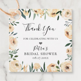 Rustikaler Champagner Floral Frame Vielen Dank Geschenkanhänger