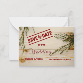 Rustikaler Charm: Ein Holz, Save the Date texturie Mitteilungskarte