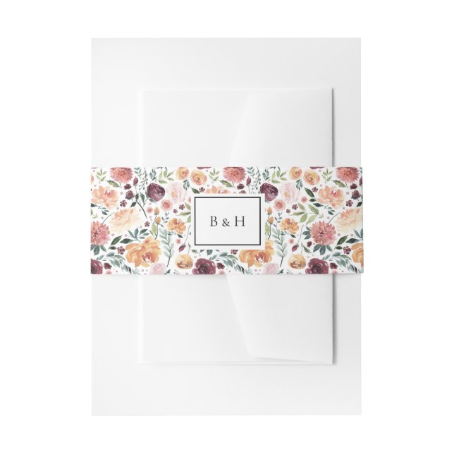 Rustikaler Charme Burgund Blush Pink Blues Hochzei Einladungsbanderole (Vorderseite Beispiel)