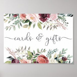 Rustikaler Charme Burgund Blush Pink Blues Hochzei Poster