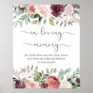 Rustikaler Charme Burgund Blush Pink Blues Hochzei Poster