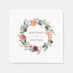 Rustikaler Charme Burgund Blush Pink Blues Hochzei Serviette