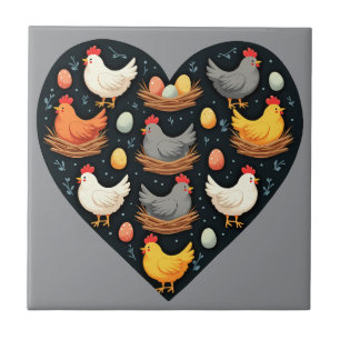 Rustikaler Charme Cottagecore-Farm-Hühner-Muster Fliese
