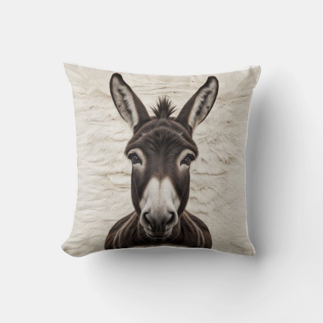 Rustikaler Charme: Donkey Black and White Kilim Pi Kissen (Vorderseite)