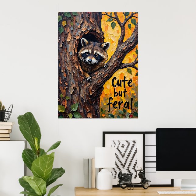 Rustikaler Charme: Raccoon in der Wildnis Poster (Heimbüro)