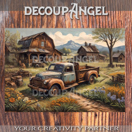 Rustikaler Charme: Vintager Lieferwagen & Bauernho Seidenpapier