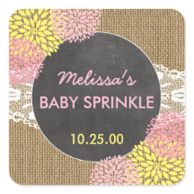 Rustikaler Chic Burlap Pink Gelb Baby Sprinkour Ge