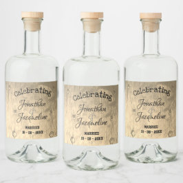 Rustikaler Chic Custom Wedding Liquor Flaschen Lab Alkoholflaschenetikett