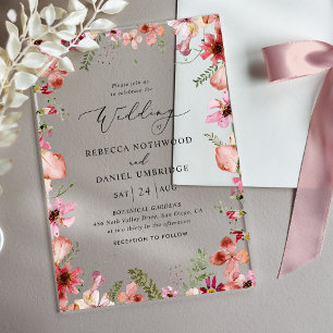 Rustikaler Chic Dusty Floral Wedding Acryleinladungen