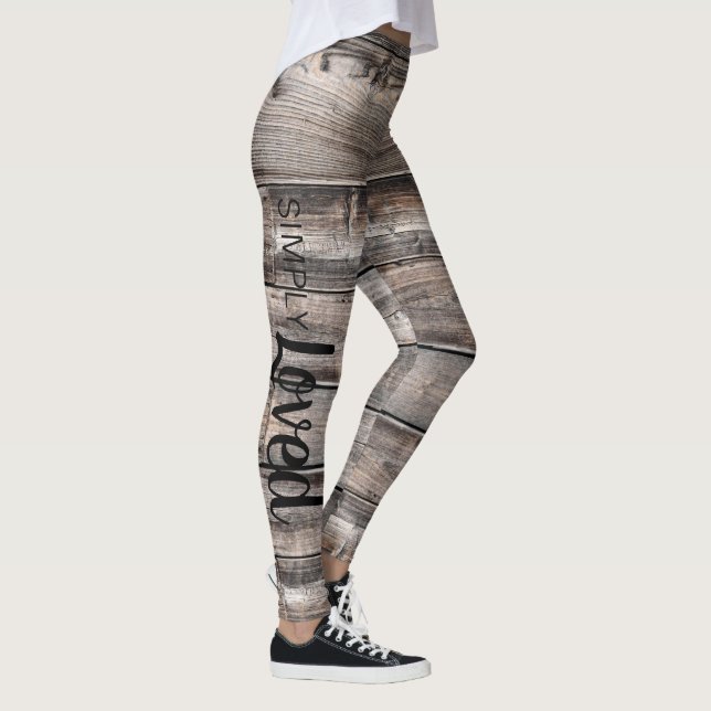rustikaler Chic EINFACH LOVED Skript auf Barnwood  Leggings (Rechts)