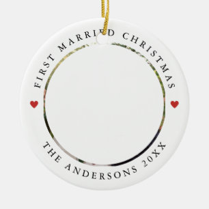 Rustikaler Chic   Erste Verheiratete Weihnachten m Keramik Ornament