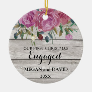 Rustikaler Chic erstes Weihnachten verlobt oder Keramik Ornament