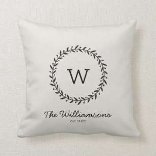 Rustikaler Chic Familienmonogramm-Name Kissenhülle Kissen
