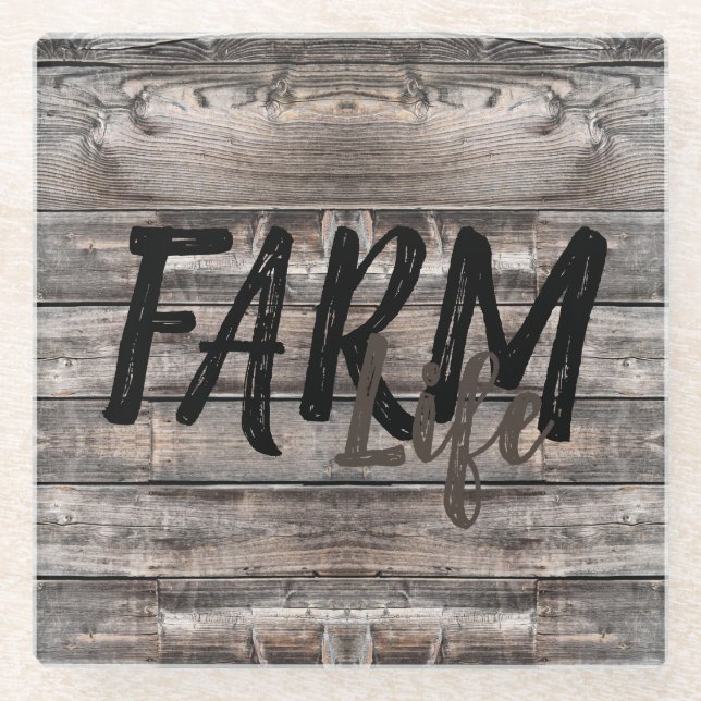 rustikaler Chic FARM LIFE in Skript Glasuntersetzer (Vorderseite)