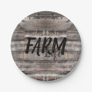 rustikaler Chic FARM LIFE in Skript Pappteller