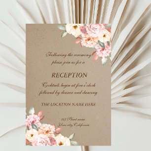 Rustikaler Chic Floral Hochzeitsempfang Einladung