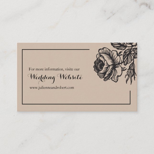 Rustikaler Chic Floral Simple Wedding Rsvp Website Begleitkarte (Vorderseite)