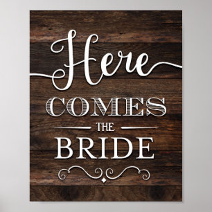 Rustikaler Chic HIER kommt die BRIDE-Schilddrucke Poster