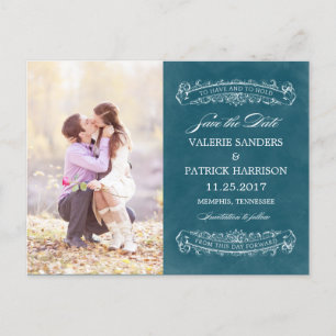 Rustikaler Chic Hochzeit Save The Date - Türkis Ankündigungspostkarte
