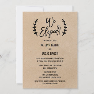 Rustikaler Chic Imitats Kraft Elopement Empfang Einladung