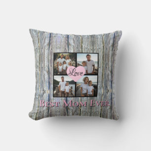 Rustikaler Chic Personalize 4 Foto Beste Mama je Kissen